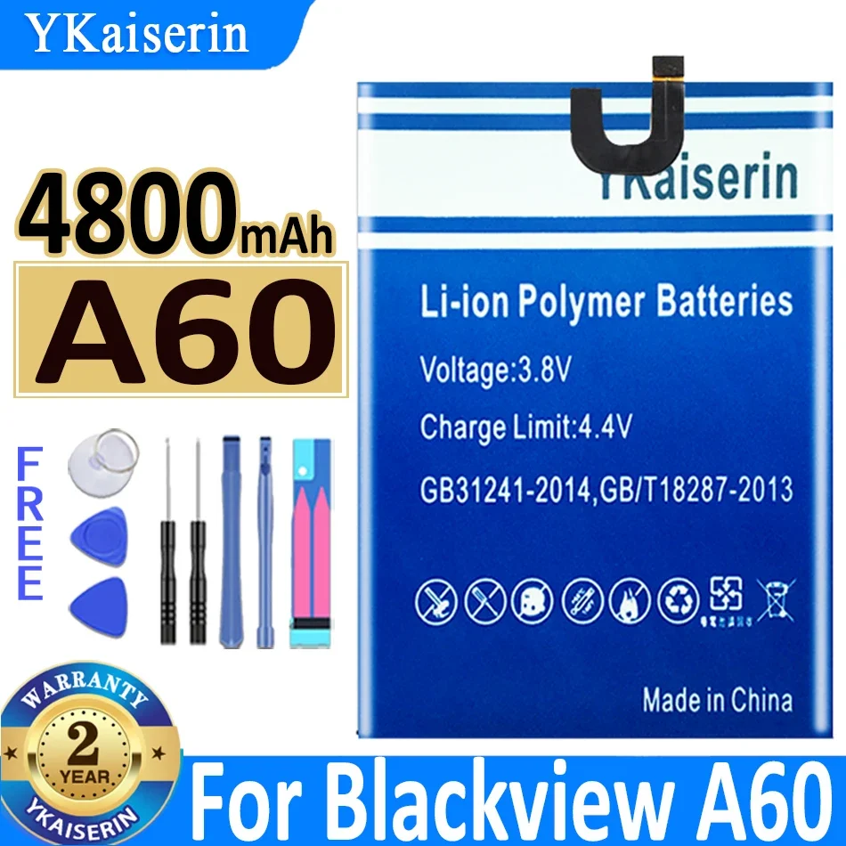 

Аккумулятор ykaisсеребрин 4800 мАч A 60 для Blackview A60, умная фотолитий-ионная батарея + Бесплатные инструменты