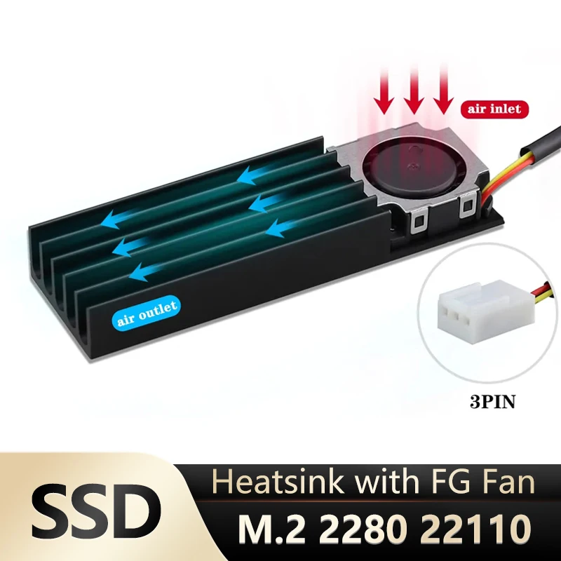 Ventilador de Estado Sólido do Disco Rígido Dissipador Radiador de Calor Refrigerador Almofada Térmica Refrigerador para m2 Nvme Sata Pcie Ssd Gdstime-m.2 2280 22110