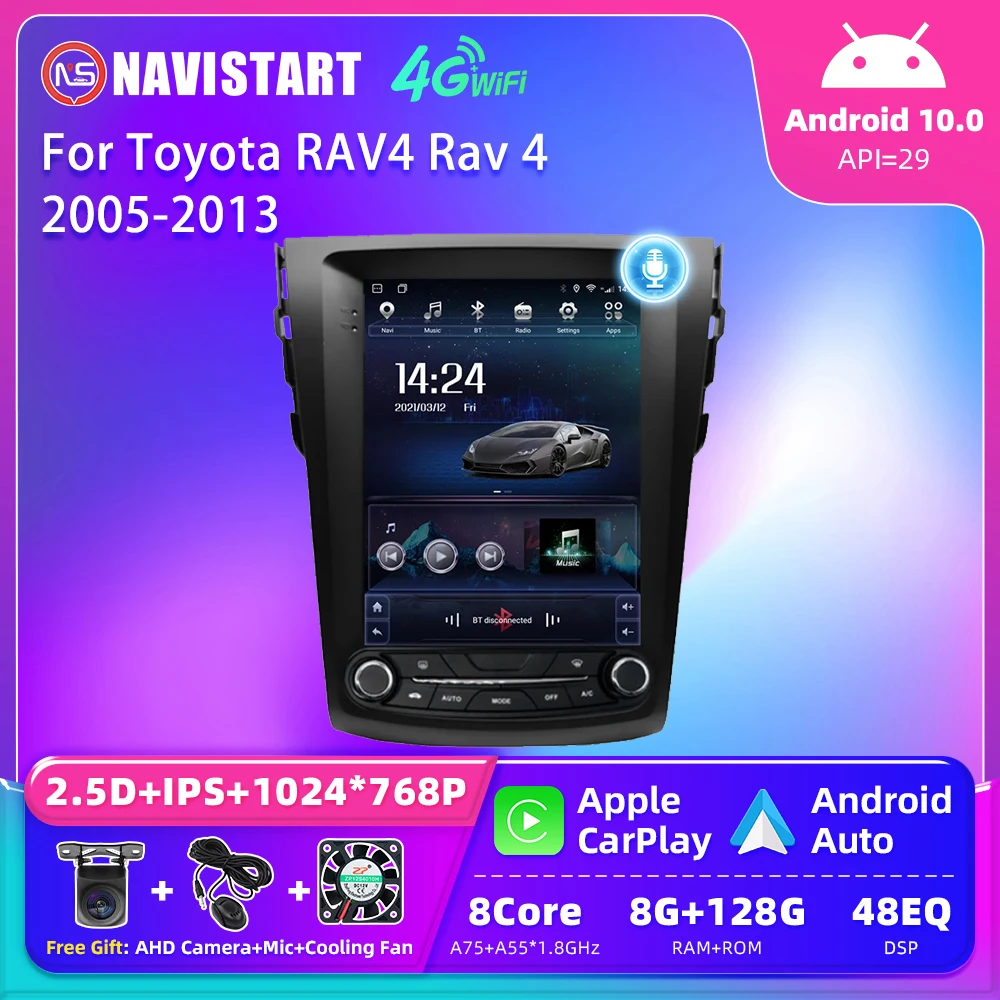 

NAVISTART Tesla Style Android 10 For Toyota RAV4 Rav 4 2005-2013 Car Radio Stereo Auto DSP Carplay GPS Navigation No DVD Player
