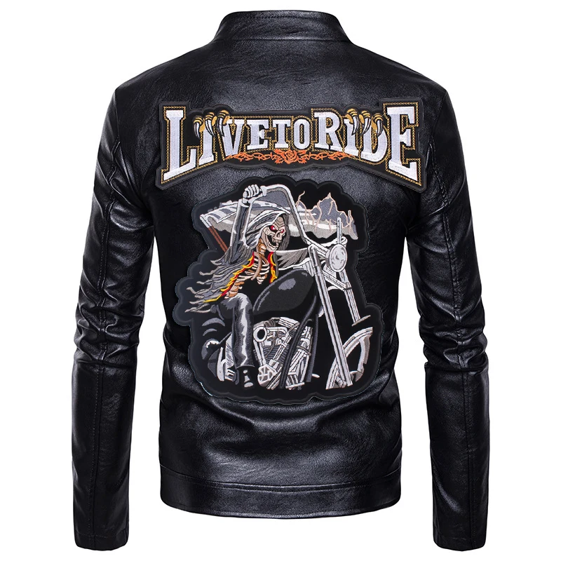 Skull Motorcycle Large Patch Jacket Badge Punk Rock Embroidered Patches For  Clothing Paw Live To Ride