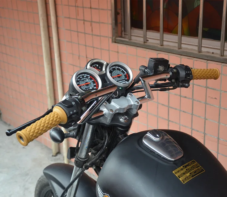 Motorcycle Retro Comfortable Hand Handlebar 7/8 22mm 124mm Non Slip Rubber Handle Grips For Kawasaki Honda Yamaha 