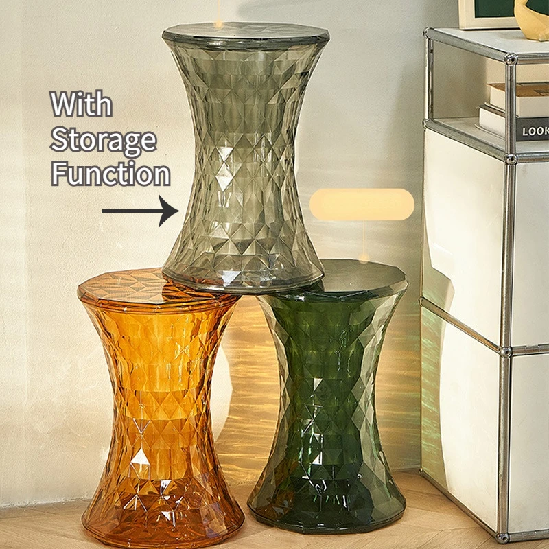 Nordic Creative ABS Crystal Stool Modern Simple Color Transparent Stool Bathroom Household Shoes Stool Creative Low Stool