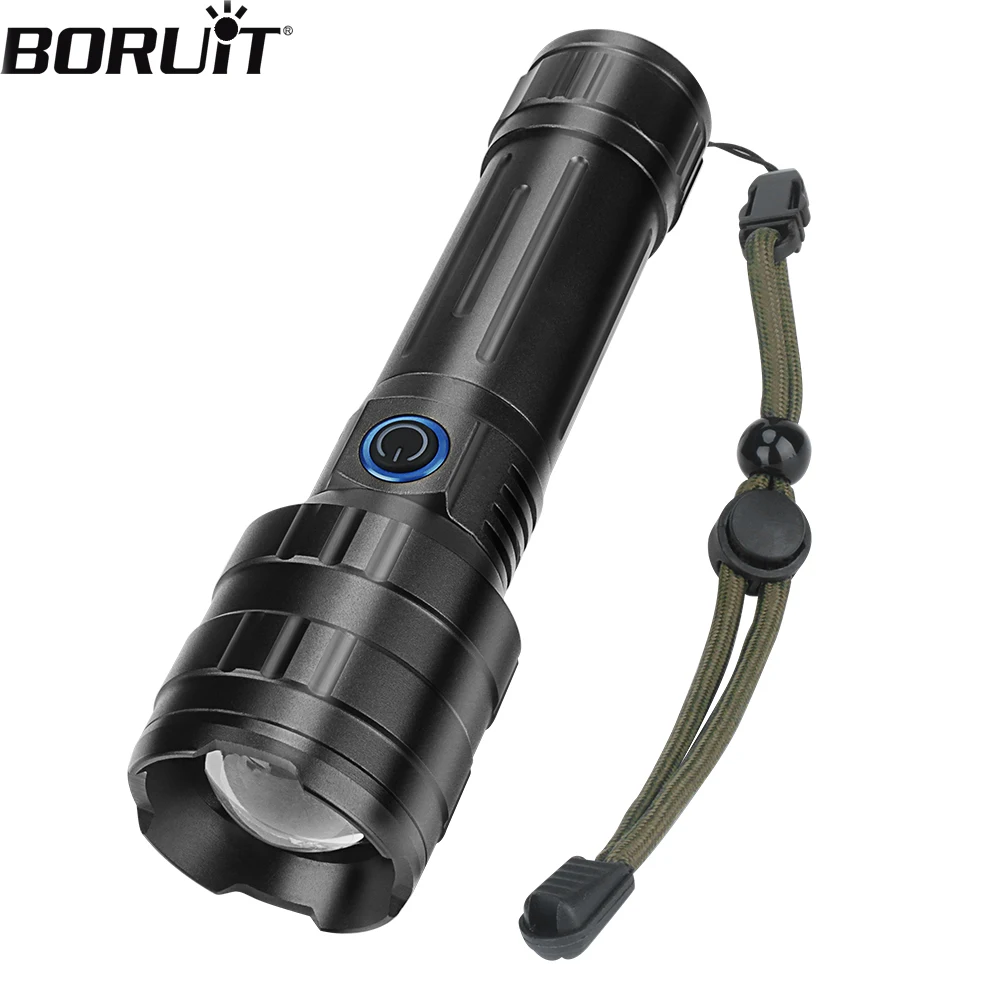 Boruit Ultra Felle Zaklamp Led Zoombare 4 Modi Type-C Zaklamp Waterdicht Zoeklicht Camping Vissen Jacht _ - AliExpress Mobile