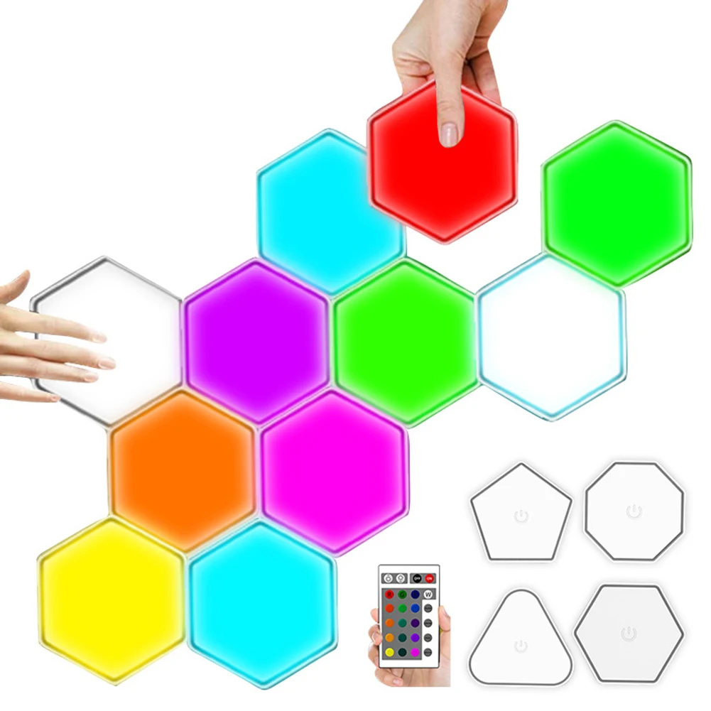 3PCS Modular Touch LED Light Bedroom LED Light Wall Panels Hexagon Wall Lights Gift For Bedroom Living Room Wall Decoration