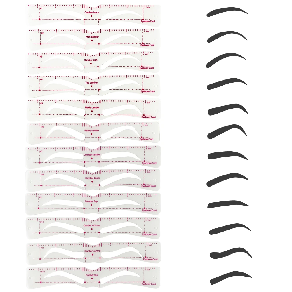 OEM 12Pcs/set Reusable Eyebrow Stencil Set Eye Brow DIY Drawing Guide Styling Shaping Grooming Template Card Easy Makeup