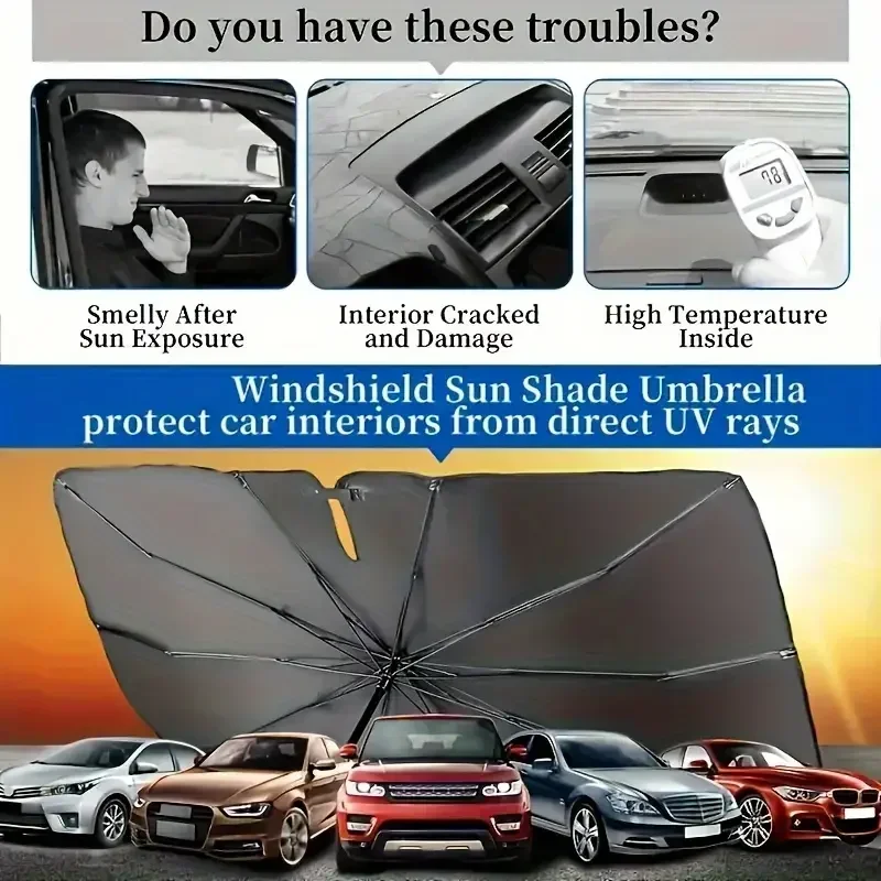 Parasole per auto Protezione Parasole per finestrino anteriore per auto Coperture per parasole Protezione solare per auto Accessori di protezione per parabrezza interno - immagine 3