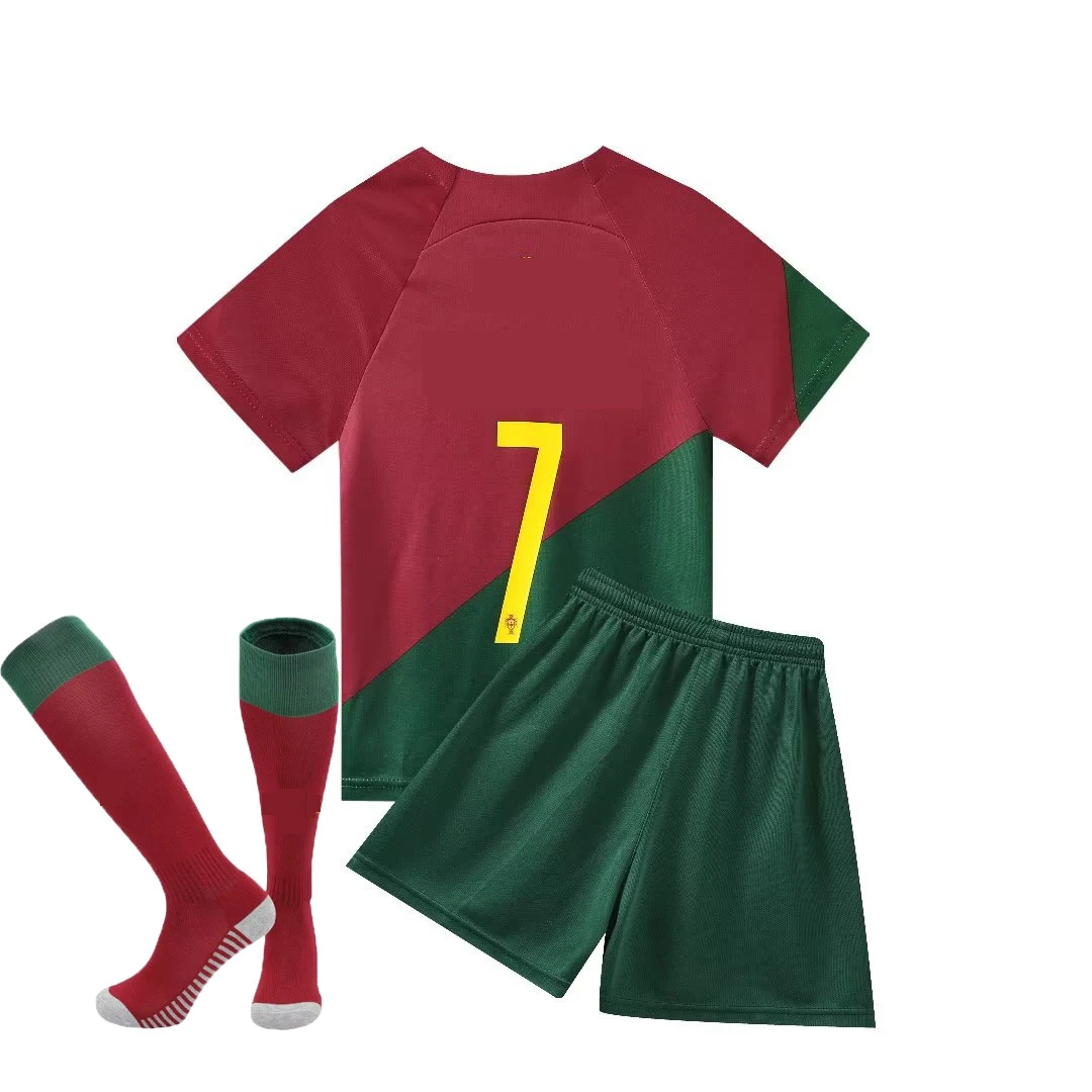 22-23 Portugal home No.7 National Team Football Jersey Set Men&rsquo;s Team Uniform Jersey Kids 14-2XL