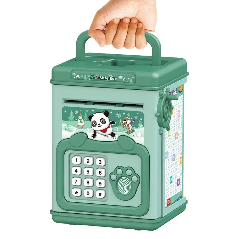 

Kids Electronic Piggy Bank Cute Password Lock Piggy Bank For Boys & Girls Fingerprint & Password Code Lock Cash Coin ATM Bank