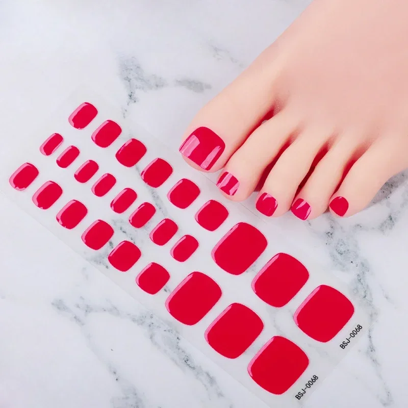 

26Tips Toe Semi Curing Gel Nail Sticker Hardens with UV Lamp Curing Gel Stickers Korean Semi Cured Foot Gel Nail Art Wraps