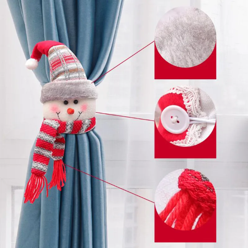 Christmas Curtain Buckle Xmas Santa Claus Curtain Tieback Hook Clips Hanging Ornament Buckle Clip Holdback Window Decor
