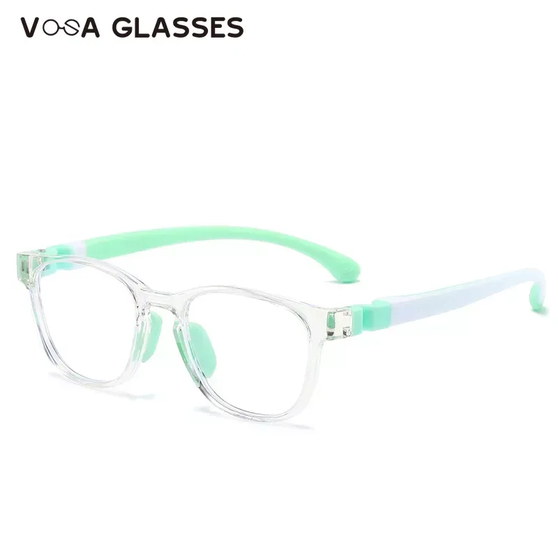Anti Blue Light Kids Glasses Square Children Boy Girls Computer Transparent Blocking Reflective Eyeglasses Silicone Soft Frame