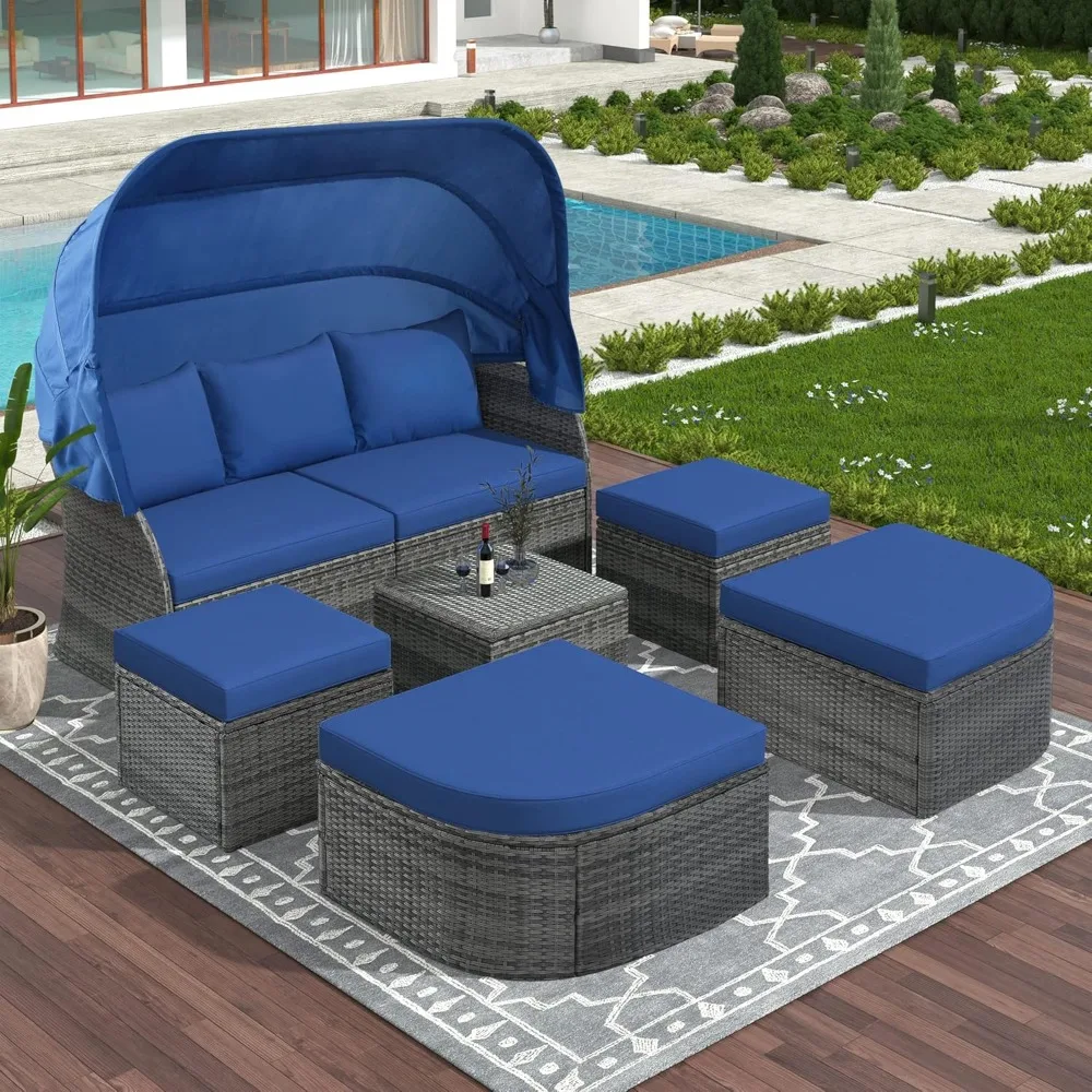 Wicker Patio Furniture Set Daybed 1