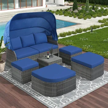Wicker Patio Furniture Set Daybed 1