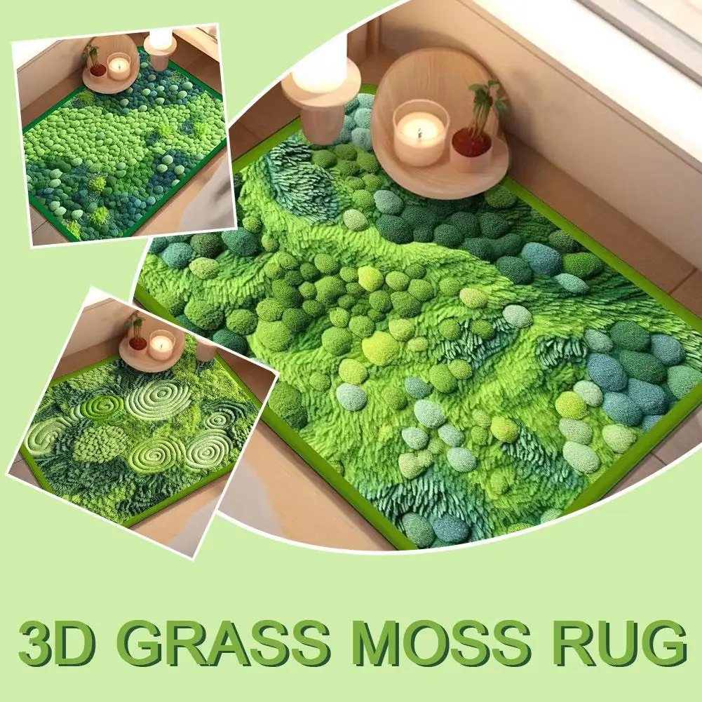 

3D Stereo Moss Area Rug for Living Room Green Moss Carpet Bedroom Bedside Floor Mat Anti-slip Modern Shaggy Rugs Home Decor E1P8