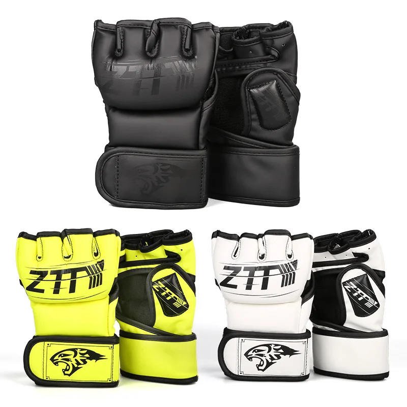 

Профессиональные боксерские тренировочные перчатки для ММА, Кожаная подушка на полпальца для взрослых, боксерские принадлежности, тренировочный мешок с песком Knuckles