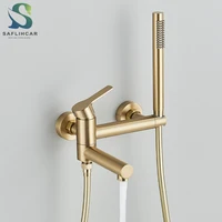 Bushed Gold Waterfall Bathtub Faucet Hot Cold Water Mixer Tap Bathroom Bathtub  Faucets Wall-mounted Black Faucet 1