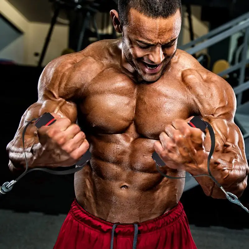 Pull Bar Tricep Extension Strap Rope And Grips