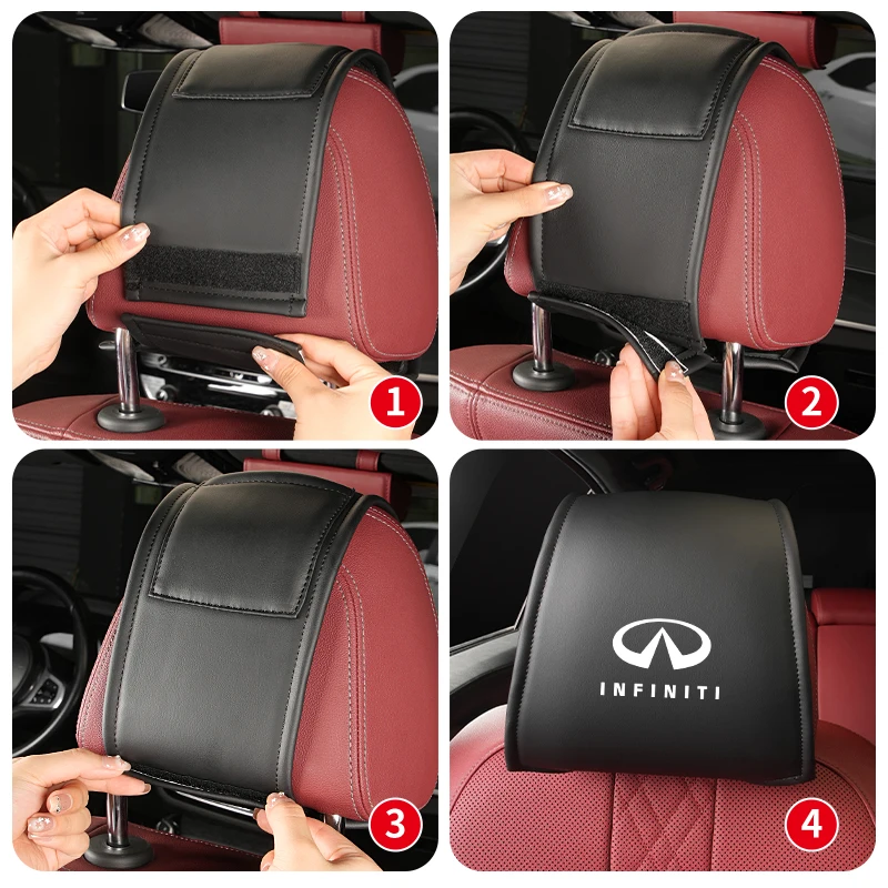 인피니티 Q50, FX35, Q30, G37, Q70, QX70, G35, Q60, QX50, QX60, QX80, QX30, JX35, G25 용 시트 헤드레스트 보호 커버, 자동차 액세서리, 2 개