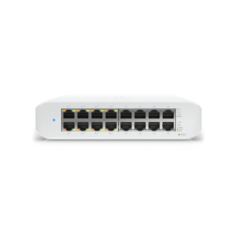 

UBIQUITI USW-Lite-16-PoE, переключатель с 8 портами PoE, переключатель с 2 слоями, порт PoE 8x1GbE + RJ45, порт 8x1GbE RJ45, источник питания переключателя PoE 45 Вт