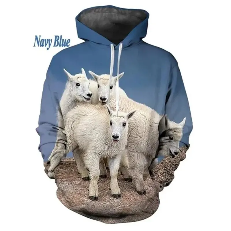 thumbnail image 1 of Sudadera con capucha con estampado de ovejas divertidas y personalidad para hombre, moda informal, unisex, estampado 3D de animales, sudaderas gráficas, tops, 1 of 5