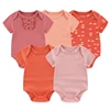 New Born Bodysuits Unisex 5Pieces Baby Girl Clothes Solid Color Cotton Baby Boy Clothes Set Cartoon Print Summer Bebes 5