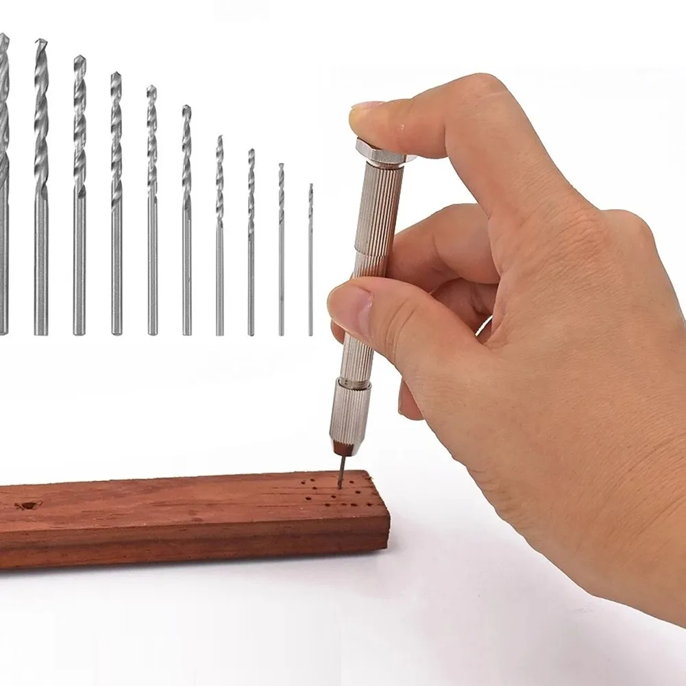 OPOLSKI Mini Hand Drill with Keyless Chuck + 10 Pcs Twist Drill Bits  Drilling Rotary Tool 