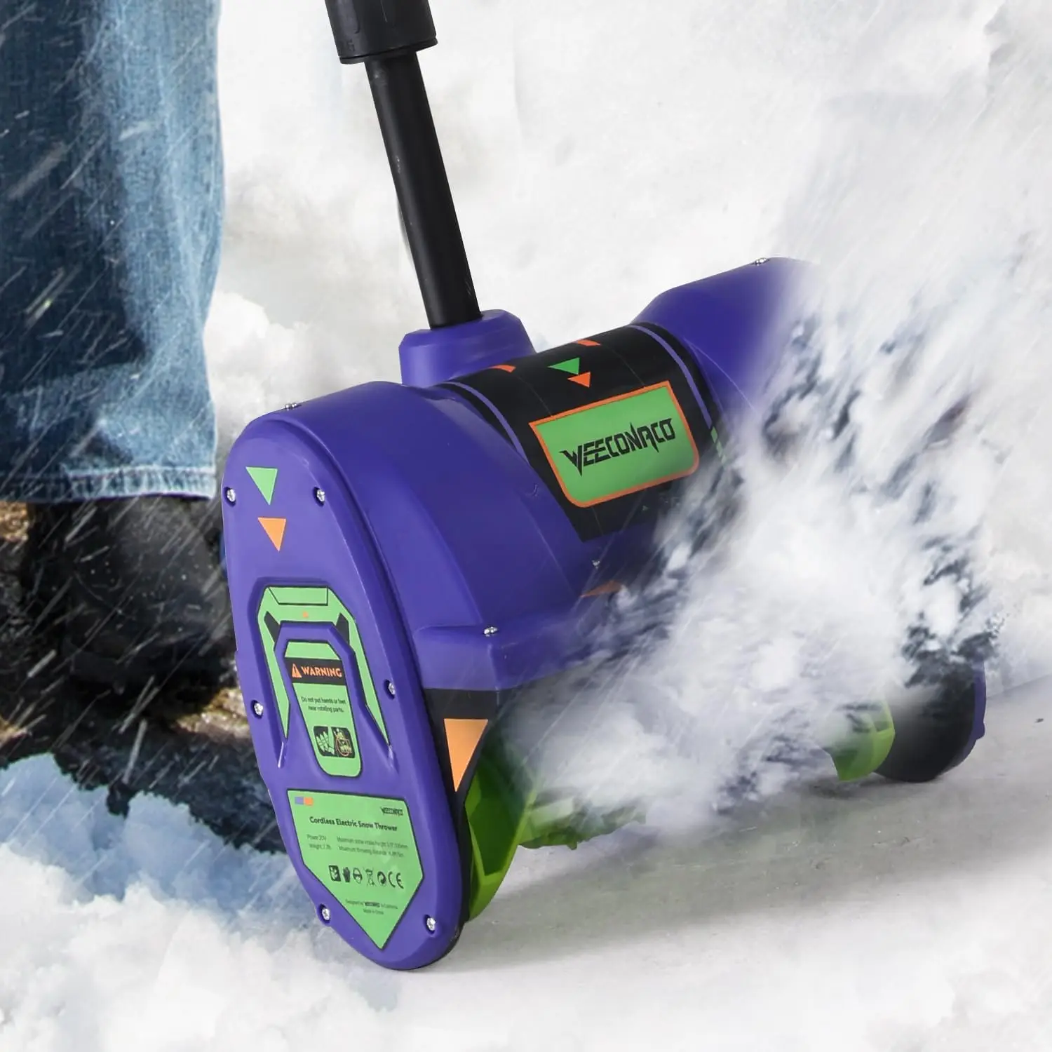 20V Lithium-Ion Cordless Electric Snow Shovel, 12 inch Snow Blower, Electric Snow Thrower with 2Ah Battery