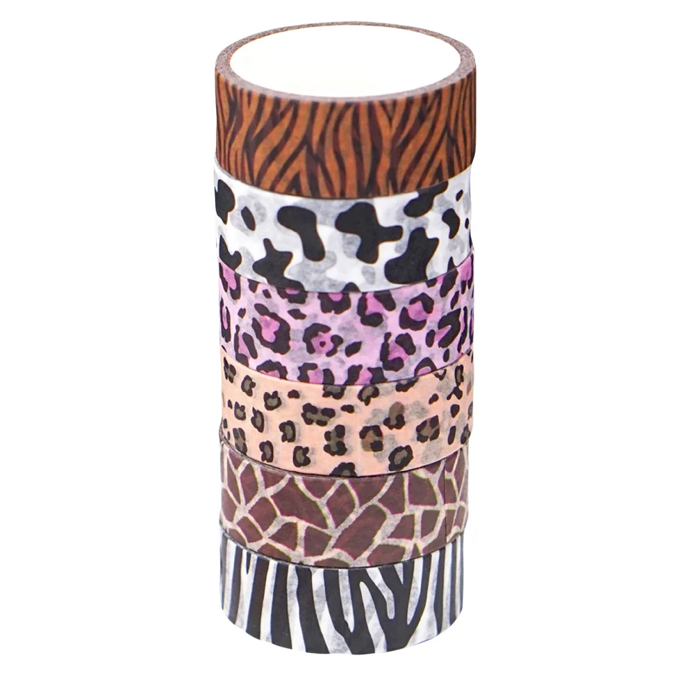 

6 Rolls Washi Tape Leopard Cows Zebra Scrapbook Masking Tape Decorative Stickers for DIY Crafts Journal Planner Gift Wrapping