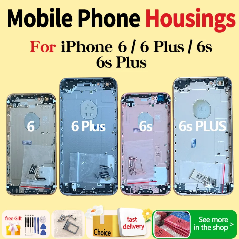 

Back Housing cover For iPhone 6 / 6s / 6 puls / 6s puls Battery Cover Rear Door with Chassis Frame + SIM Tray + Side Key Parts