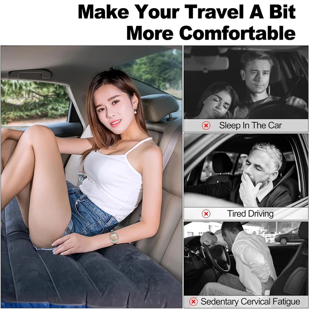 Car Travel Bed Inflatable Travel Bed Home Outdoor Camping Mat Rear Flocking Plus Multifunctional Air Mattress Interior Accessory