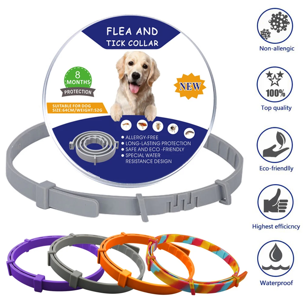 Professional 8 Month Protection Flea & Tick Collar Anti-mosquito Silicone dog collar Wear Resistant Universal Pet Supplies Teddy