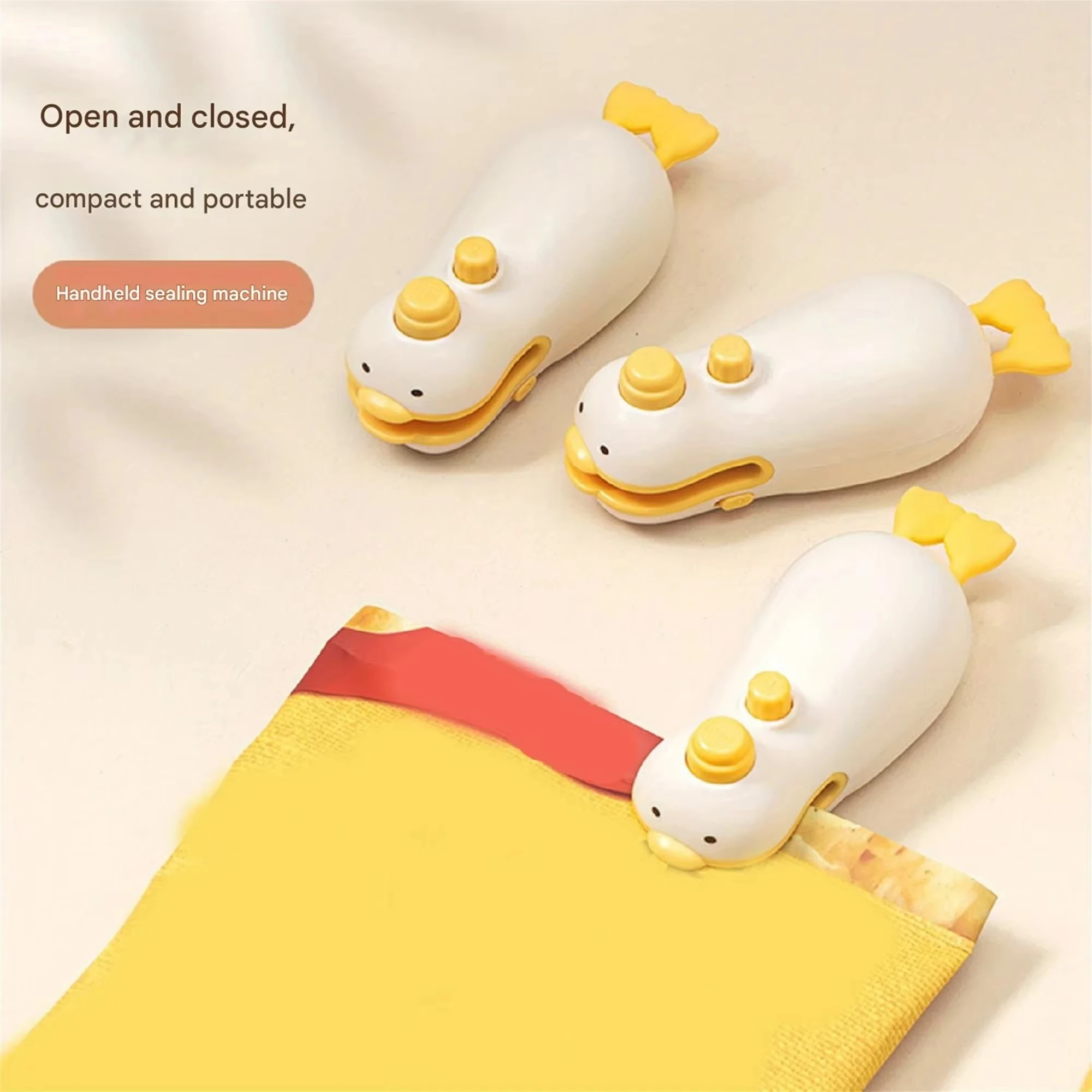 New Cute Duck Handheld Vacuum Sealer Magnetic Bag Sealer Rechargeable Portable Easy Use For Freshness 2 in 1 Mini Rechargeable 6