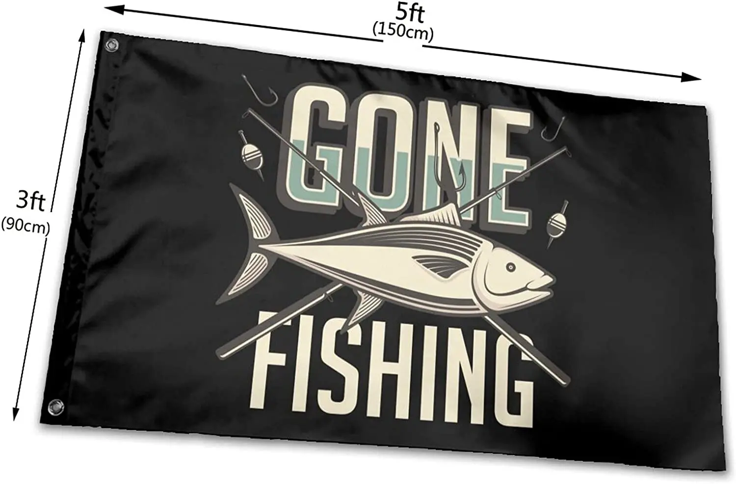 Fish and Rods Gone Fishing Flags, Outdoor Decorative Banner