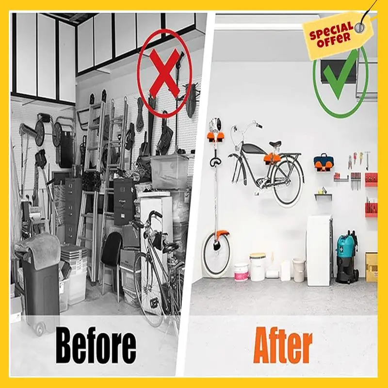 A45G-Garage Wall Hooks 2Pcs Garage Hooks Utility Double Heavy Duty Wall Mount Garage Storage Organization Tool Hangers