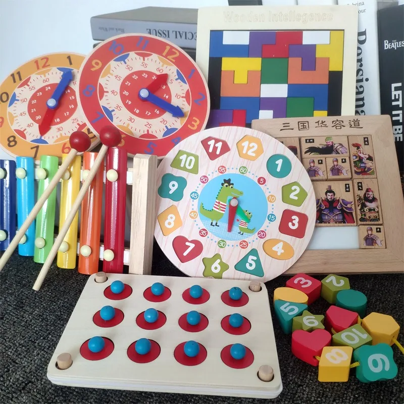 Educational Toys Wooden Clock Kids Toys Time Learning Teaching Aids Toys for Children Life Skills Training Games Kids Educational