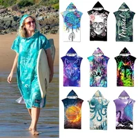 Printed Hooded Beach Towel For Adults Child Quick Dry Swimming Pool Poncho Bath Towel With Cloak Bathrobe Swimming Towels 1