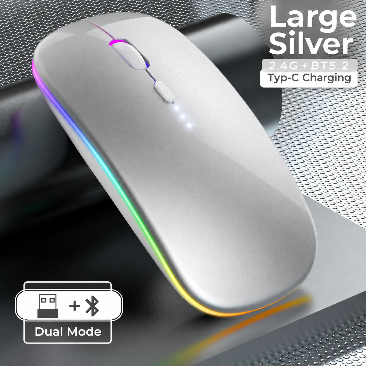 Ergonomic Wireless Bluetooth Mouse with USB Receiver