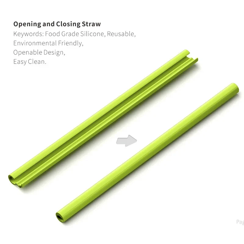Silicone Foldable Straw 250MM Environmentally Friendly Reusable Easy To Clean Food Grade