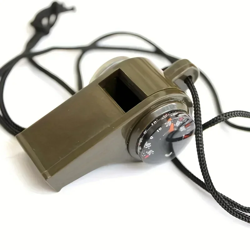 3-In-1 Outdoor Survival Whistle with Compass Thermometer 1pc for Camping Hiking Referee Cheerleading