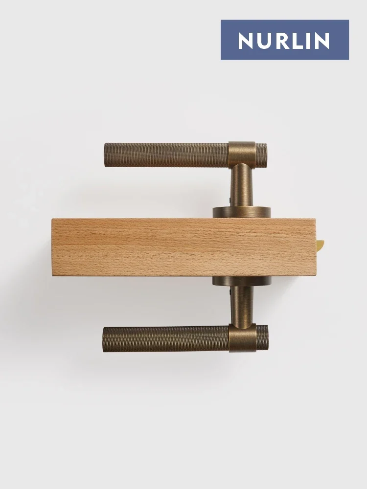Nurlin Brass Knurled Interior Mortise Lock Dummy Passage Privacy European North American Structure Matte Gold Antique Brass