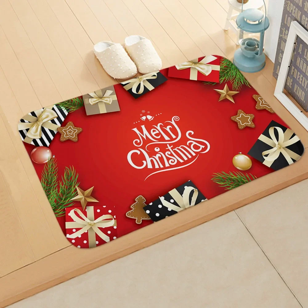 Felpudo De Navidad Con Papá Noel - Alfombra Navideña Antideslizante Para Entrada, Cocina O Salón