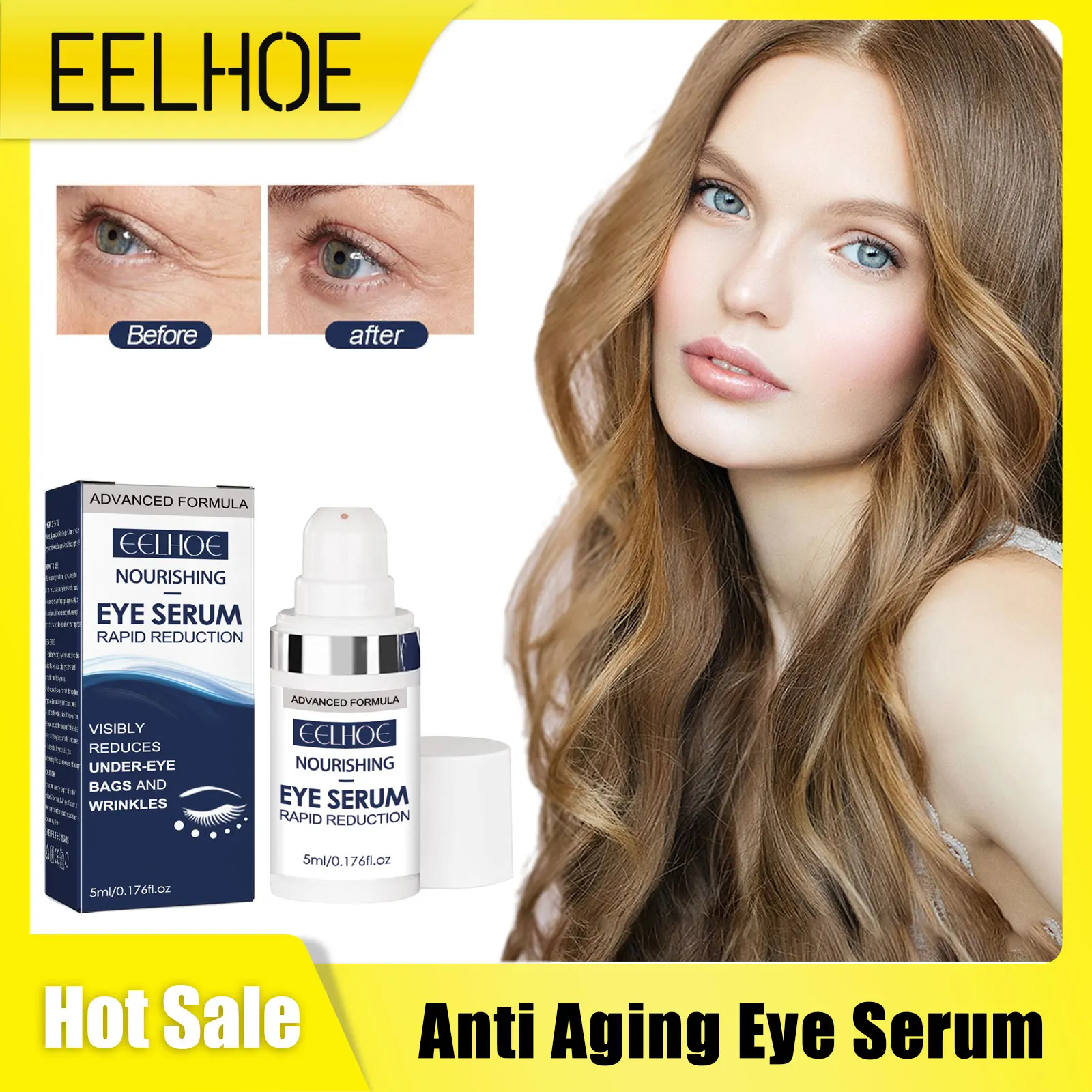 Anti Wrinkle Eye Serum Dark Circle Eye Bag Remover Lifting Firming Moisturize Improve Fine Lines Puffiness Eye Skin Care Essence