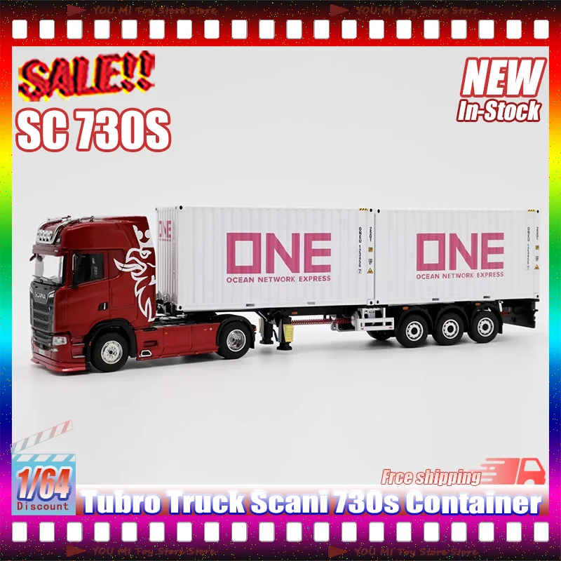 1:64 새로운 터보 트럭 스카니 730s 컨테이너 시뮬레이션 합금 미니어처 다이캐..