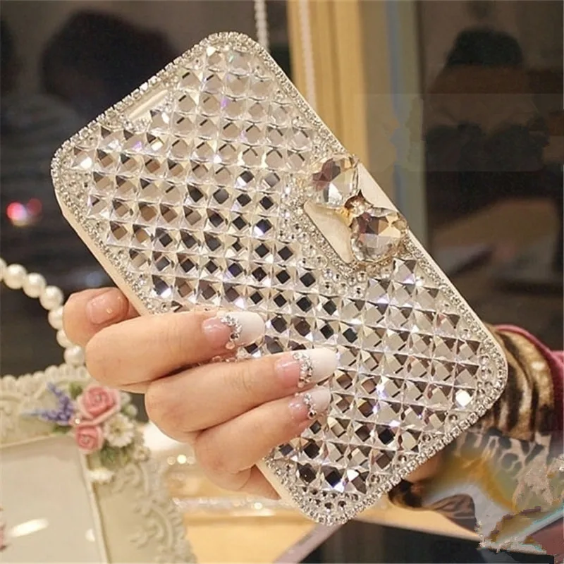 For iPhone14 11 12 13 ProMAX 6 7 8 Plus X XS MAX XR Luxury Bling Crystal Diamond Rhinestone Leather wallet Flip Phone Case Cover
