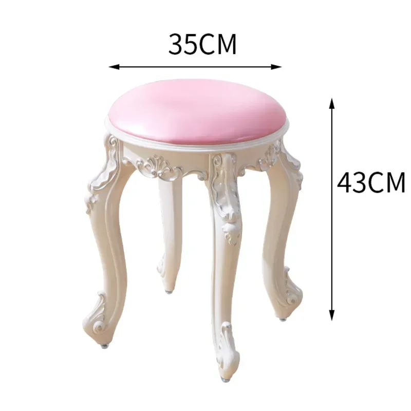 European Vanity Stool, Soft Bag Round Pouf, Home Living Room Chair, Manicure Piano Ottoman for Makeup, Elegant Vanity Chair.