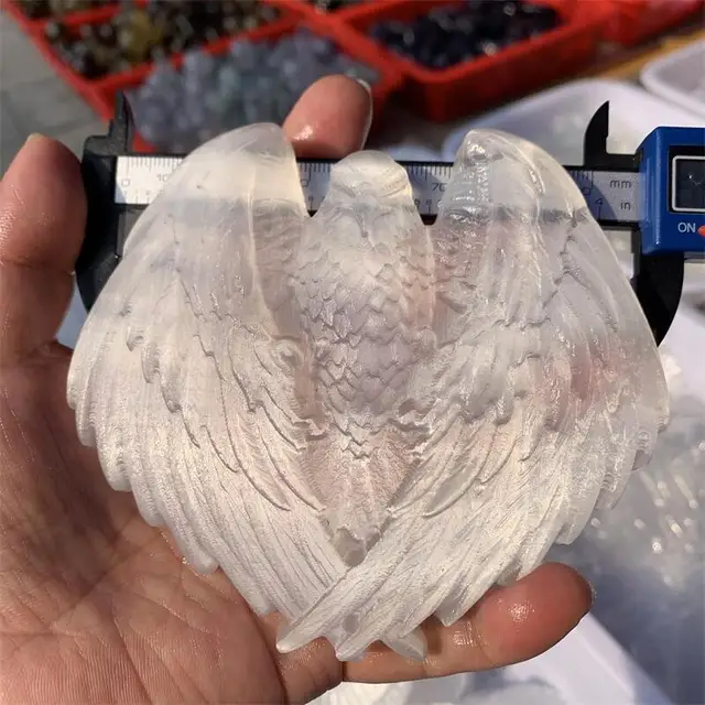 Természetes Szelenit Kő Sas Kvarc Gyógyító Kristály Állati Szobor Faragó Díszgyűjtés Ajándék 1 db - Image 6