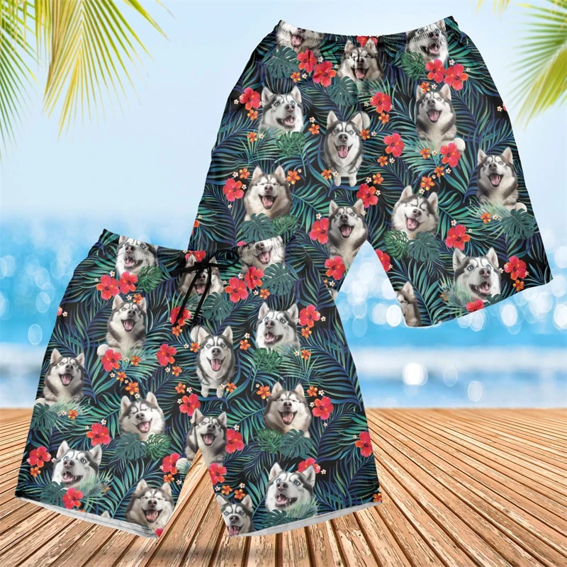 

Funny Anima Husky 3D Print Beach Shorts Fashion Cute Pet Dog Graphic Short Pants For Men Clothes Women Trunks Boy Trousers Tops
