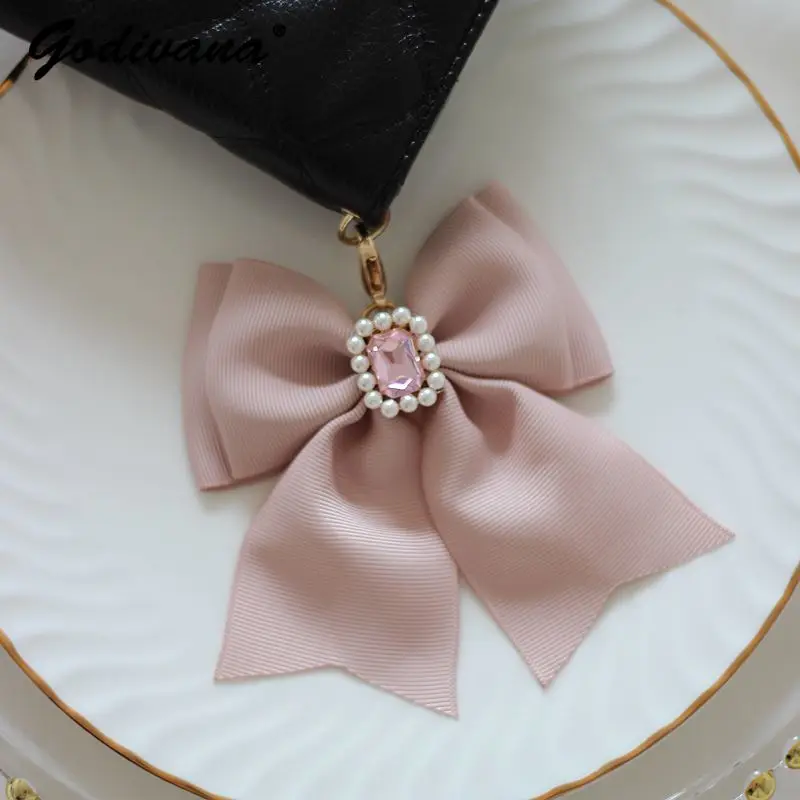 Japanese Liz Bow Ribbon Gem Girl Wallet Pendant Rhinestone Bowknot Keychain Fashion Bag Accessories Bag Charms
