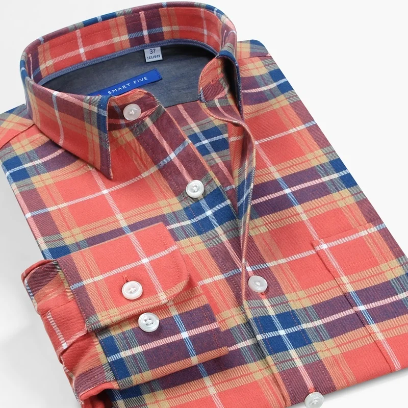 

Smart Five Clothing 2024 Mens Plaid Shirts Long Sleeve High Quality Vintage Casual Shirt for Male Camisa Masculina