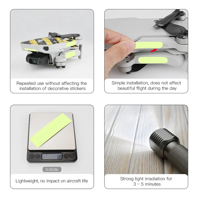 DJI Mini 3 PRO/Mini3/Mini2/Mini 2 SE/Mini/SE 빛나는 스티커 야간 비행 형광 데칼 장 드론 액세서리